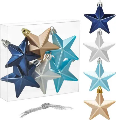Image de Étoiles bleu-argenté, lot de 6 pièces, décorations de Noël