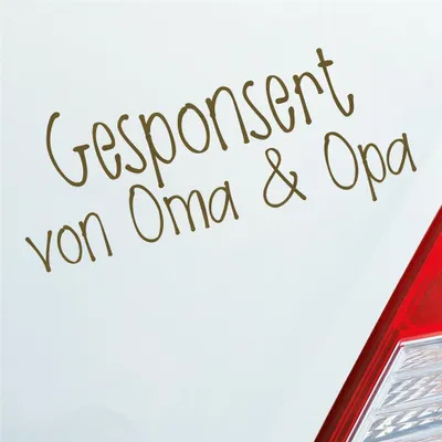 Produktbild von Auto Aufkleber Gesponsort von Oma & Opa Schriftzug KFZ Car 19x8 cm Gold Sticker Heckscheibenaufkleber