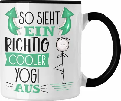 Produktbild von Trendation - Yoga-Lehrer Tasse Geschenk So Sieht Ein Richtig Cooler Yoga-Lehrer Aus Geschenkidee Spruch Lustig Becher (Schwarz)