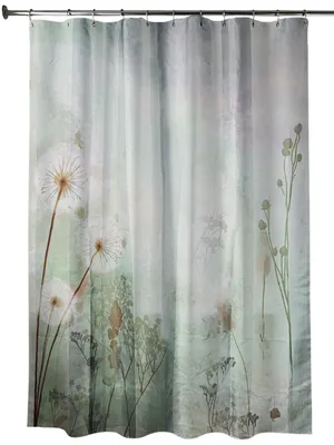 Produktbild von TENDANCE Duschvorhang Badvorhang 180 x 200 cm Duschgardine weiß grün mit Pusteblumen