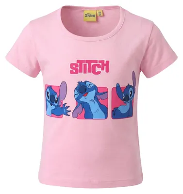 Produktbild von Disney Stitch Kinder Mädchen T-Shirt Kurzarm Shirt - Rosa, 128