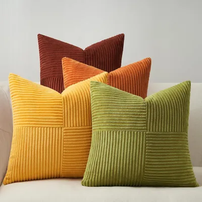 Productafbeelding van Kussensloop 40 x 40 cm kleurverloop geel-oranje 4 stuks windmolenvorm kussenslopen van corduroy kussensloop voor bank slaapkamer woonkamer