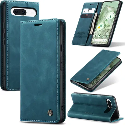 Immagine prodotto di Custodia Google Pixel 8A, Custodia in Finto cuoio retrò con funzione di stand Custodia protettiva per Google Pixel 8A Blu