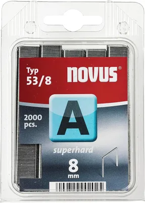 Zdjęcie produktu dla Novus A Typ 53/8 superhard, Zszywki paczka, 8 mm, Naprawa, 2000 zszywek, 53/8, Stal nierdzewna