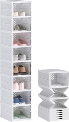 Produktbild von Schuhboxen - Schuhaufbewahrung - ABS-Kunststoff - 35 x 26 x 140 cm - Weiß