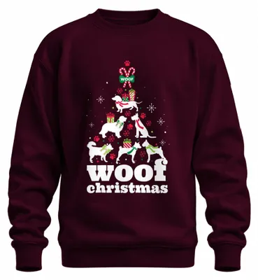 Productafbeelding van Woof Christmas: Kersttrui voor honden, kerstboom, eigenaar van een hond - Kerst, kerstcadeau, uni, bordeauxrood, maat XL