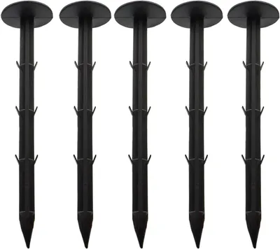 Obrázek produktu pro Plastové kotvy - Upevňovací kolíky do zahrady - Pro ukotvení v zemi - Nerezová, odolná plastová konstrukce - 50 kusů, 16 cm - Černá barva