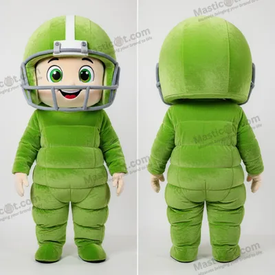 Produktbild von Limettengrüner MASTICOT American-Football-Helm-Maskottchen mit breiten Schultern