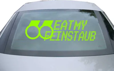 Produktbild von Indigos UG - Aufkleber Heckscheibe & Motorklappe DE2098 - neongrün - 600x188 mm - Eat my Feinstaub - Auto Scheiben Fenster Heckklappe Tuning Racing JDM - Die cut