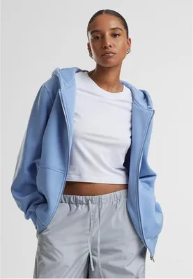 Obrázek produktu pro Dámská mikina na zip Urban Classics Ladies Fluffy Zip Hoody powderblue - M