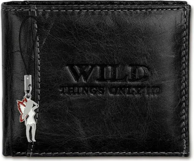 Image de Wild Things Only Bouton-pression Portefeuille noir en cuir OPJ102S
