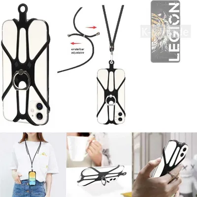 Produktbild von K-S-Trade 3in1 Handykette Handyband Handykordel Halsband Smartphone-Ring Handy-Ring kompatibel mit Lenovo Legion Y70 Fingerhalterung Handyring