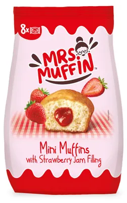 Immagine prodotto di Mrs Muffin Mini muffin con ripieno di fragole soffici e succosi 200g