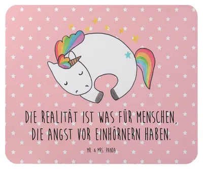 Produktbild von Mr. & Mrs. Panda Mauspad Einhorn Nacht - Rot Pastell - Geschenk, Unicorn, pc, Freundin, computer mousepad, mausteppich, Mouse Pad, Traum, Einhörner, Menschen