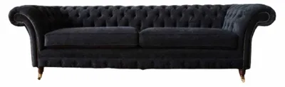 Produktbild von Dreisitzer Couch Polster Schwarz Sofa 3 Sitz Sofas Zimmer Möbel Design