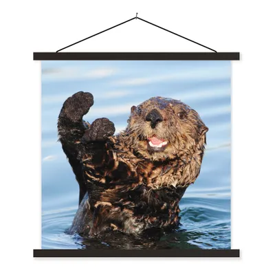 Produktbild von MuchoWow® Textilposter Otter im Wasser 120x120 cm mit schwarzem Rahmen - Aufhängungsset