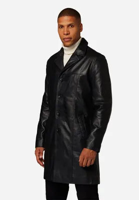 Produktbild von Herren Ledermantel Kurzmantel Gehrock Ricano SAFARI – schwarz / L