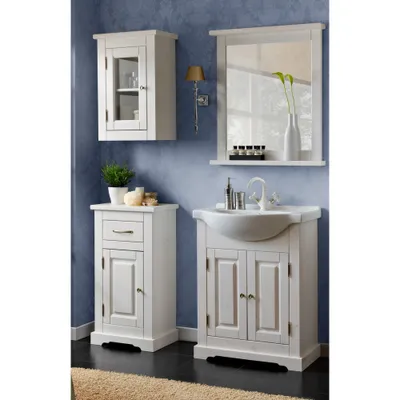 Produktbild von Badezimmer Möbel Set inkl.Keramik-Waschbecken 65 cm, 4-teilig LIRIA-56, Massivholz, B x H x T ca.: 125 x 200 x 43 cm