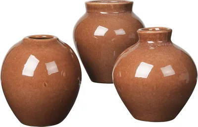Produktbild von Broste Copenhagen Ingrid Vase S Set 3tlg. Keramik Caramel Cafe