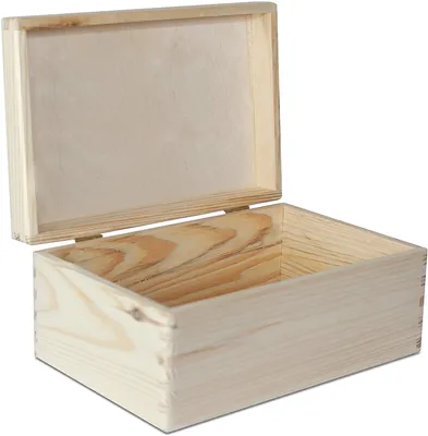 Obrázok produktu pre Creative Deco Drevená škatuľa s vekom a zámkom | 30 x 20 x 14 cm (+/-1cm) | Pamäťová schránka Baby Veľká drevená škatuľa s vekom Nelakovaná škatuľa | Na dokumenty Hračky Nástroje | Hrubé a nelakované