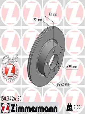 Produktbild von 2x ZIMMERMANN Bremsscheibe 150.3424.20 für BMW 3 Touring (E91) 3 Limousine (E90)