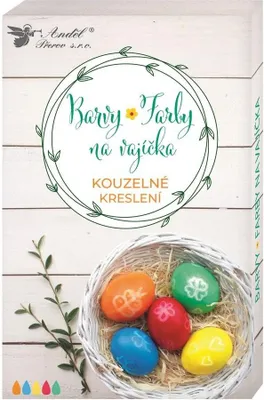 Zdjęcie produktu dla Farby do jajek żelowe Magiczne rysowanie, 5 szt., rękawiczki, flamaster, płyn