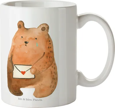 Produktbild von Mr. & Mrs. Panda Tasse Bär Liebesbrief - Weiß - Geschenk, Bedruckte, schöne, Kaffeetasse, Teddy, Sehnsucht, Freundin, Teetasse, Vermissen, Liebeskummer, Kaffeepott