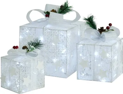 Image de Boîtes cadeaux de Noël 3 pcs argent extérieur intérieur