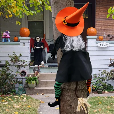 Produktbild von Halloween-Dekoration – 135 cm Hexenbaum, lustiger Hexenbaum für draußen, Garten, Terrasse, Rasen, Haustür, Spukhaus, Halloween-Ornament