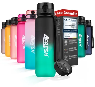 Produktbild von 4FRESH Trinkflasche 1000 ml aus Tritan – BPA-freie Wasserflasche mit Sieb, auslaufsicher, 1-Klick-Öffnung & Trageschlaufe