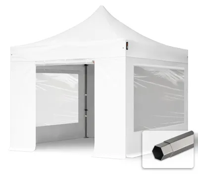 Obrázek produktu pro Nůžkový stan 3x3 m, ocel, vč. 4 bočnic bílá