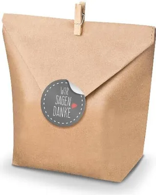 Produktbild von SET Wir sagen Danke (Motiv26) 24x Geschenktüten + Klammern+ Aufkleber