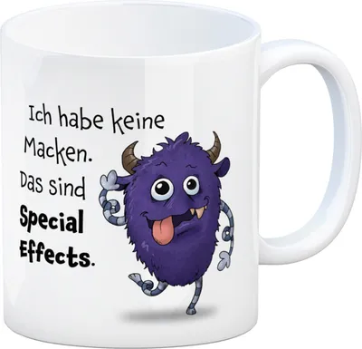Produktbild von Freches Monster in lila Kaffeebecher mit lustigem Spruch