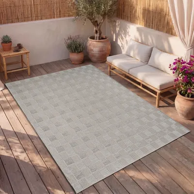 Produktbild von Outdoor Teppich Flachgewebe modern Boho Ethno wetterfest Außenbereich Grösse 120x160 cm
