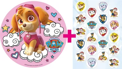 Produktbild von 2er Set Paw Patrol Tortenaufleger & Muffinaufleger Geburtstag