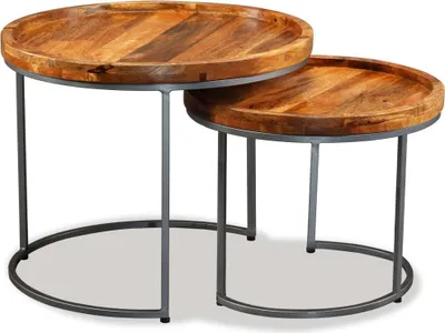 Produktbild von vidaXL Beistelltisch-Set 2 Stk. Mangoholz Massiv