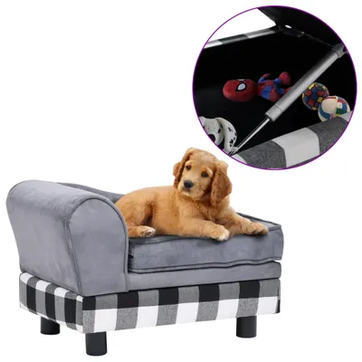 Zdjęcie produktu dla VidaXL Sofa dla psa 57x34x36 cm pluszowa szara