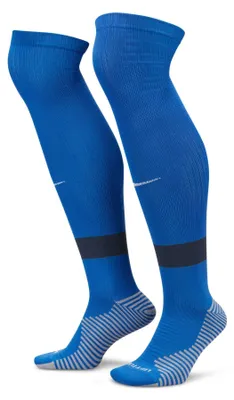 Immagine prodotto di Calzini da calcio Nike Dri-FIT Strike, modello medio, colore blu reale/blu notte/bianco, codice prodotto FQ8253-463, taglia S