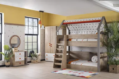 Produktbild von Kinderzimmer Hausbett Etagenbett Montessori Hut Stern