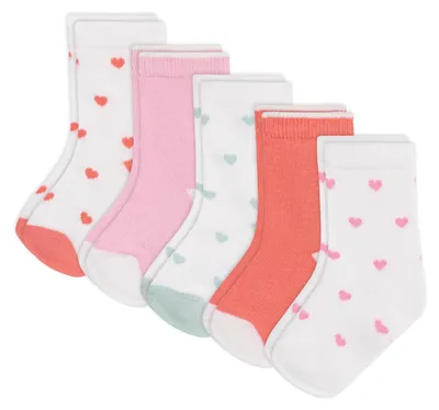 Productafbeelding van Petit Bateau, 5 paar katoenen kindersokken met hartjes, voor meisjes