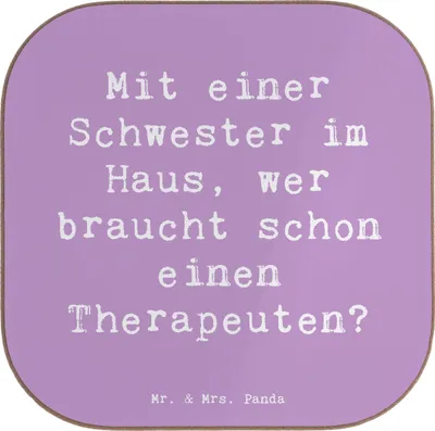Produktbild von Mr. & Mrs. Panda Untersetzer für Gläser Spruch Schwester Glück - Lavendeltraum - Geschenk, gläseruntersetzer, Tassen, Geschwisterliebe, Tassenuntersetzer, Freundschaft