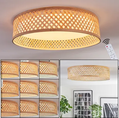 Produktbild von Barcellona Deckenlampe im Boho-Design aus Metall/Bambus/Kunststoff in Weiß/Natur