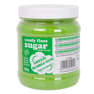 Produktbild von Farbiger Zuckerwattezucker, grün, Kaugummigeschmack, 1kg
