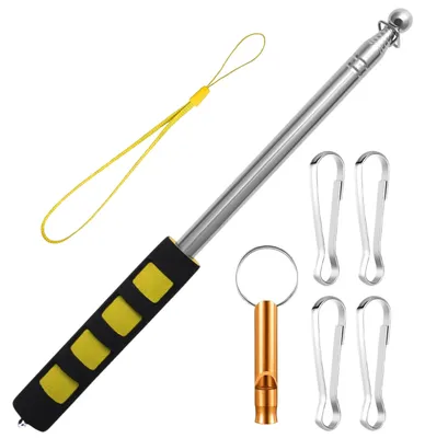 Productafbeelding van Telescoop vlaggenmast 2,5m met 4 clips en accessoires - Geel