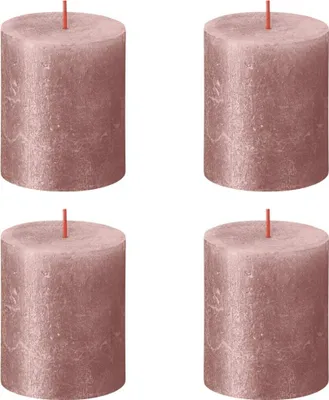 Produktbild von Bolsius Rustikale Stumpenkerzen Shimmer 4 Stk. 80x68 mm Rosa