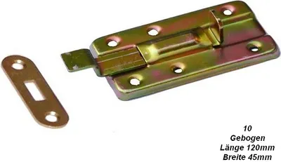 Produktbild von Grendelriegel Türriegel Riegel Schlossriegel Möbelriegel Schubriegel Gebogen 120x45mm