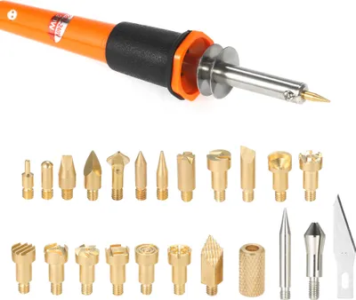 Obrázek produktu pro 30W 24PCS Wood Pyrography Tool Set Wood Burning Kit Woodburning Tips Hobby Craft Soldering Iron Pen Tools for Wood Burning/Carving/Embossing with Assorted Soldering Tips 220-240V
