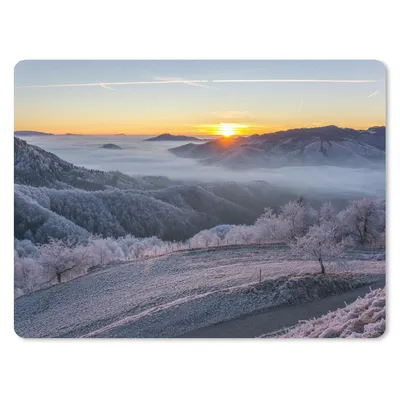 Produktbild von MuchoWow® Mauspad Mousepad Winter - Berge - Sonne - Abend 23x19 cm - Mousepads - Maus Mat - Pad - Mausunterlage - Schreibtischunterlage - Mauspad