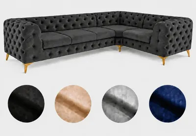 Produktbild von Ecksofa Moet L-Form dunkelgrau 323x202 cm groß – Wohnlandschaft modern, gesteppt, Bonellfederkern, frei stellbar