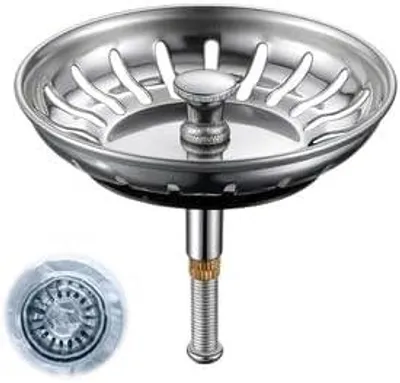 Produktbild von Küchenspüle Abflussstopfen mit sieb Ø 80 mm, Spülbecken stöpsel für Knopfsteuerung, Siebkörbchen und Abflusssieb, Blanco spüle zubehör, Für Ablauf ab 80 mm
